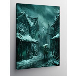 Kanvas Tablo Siyah Beyaz Yağmurlu Gece 70x100 cm