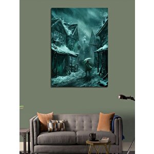 Kanvas Tablo Siyah Beyaz Yağmurlu Gece 70x100 cm