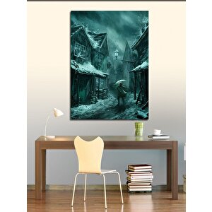 Kanvas Tablo Siyah Beyaz Yağmurlu Gece 70x100 cm