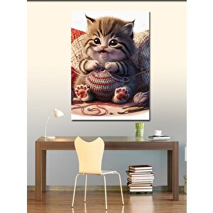 Kanvas Tablo Örgü Ören Yavru Kedi 50x70 cm