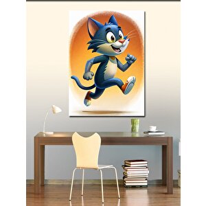 Kanvas Tablo Koşu Yapan Sporcu Kedi 100x140 cm