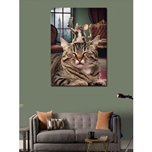Kanvas Tablo Selfie Çeken Fare Ve Kedi 100x140 cm