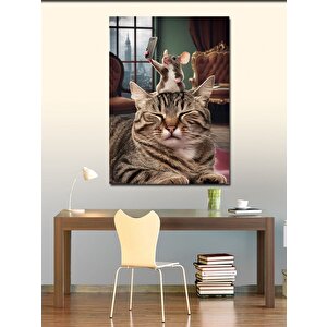 Kanvas Tablo Selfie Çeken Fare Ve Kedi 70x100 cm