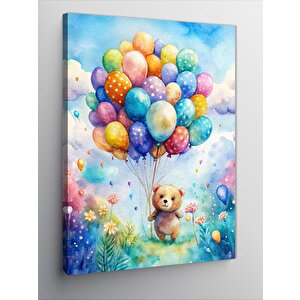 Kanvas Tablo Renkli Balonlar Ve Ayı 70x100 cm