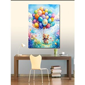 Kanvas Tablo Renkli Balonlar Ve Ayı 50x70 cm
