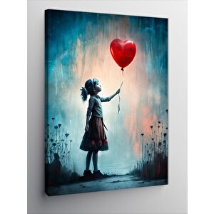 Kanvas Tablo Uçan Balon Ve Kız 100x140 cm