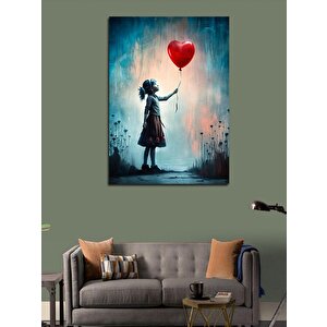 Kanvas Tablo Uçan Balon Ve Kız 100x140 cm