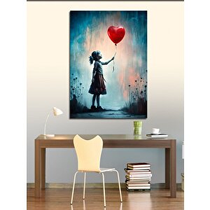Kanvas Tablo Uçan Balon Ve Kız 100x140 cm
