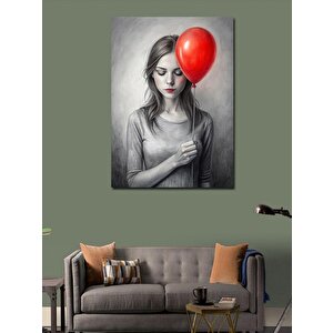 Kanvas Tablo Kırmızı Balonlu Kız 100x140 cm