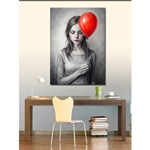 Kanvas Tablo Kırmızı Balonlu Kız 100x140 cm