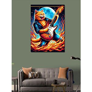 Kanvas Tablo Elektro Gitar Çalan Kedi 100x140 cm