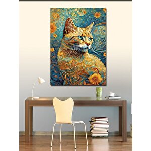 Kanvas Tablo Van Gogh Tarzı Kedi 70x100 cm