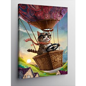 Kanvas Tablo Kedi Ve Uçan Balon 100x140 cm