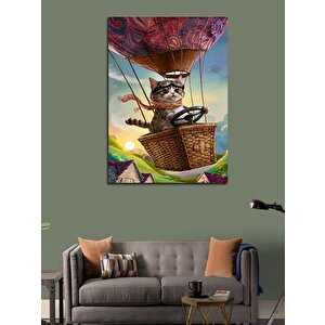 Kanvas Tablo Kedi Ve Uçan Balon 100x140 cm
