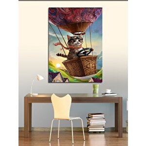 Kanvas Tablo Kedi Ve Uçan Balon 100x140 cm