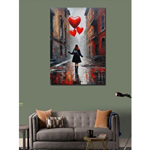 Kanvas Tablo Kalp Şeklinde Uçan Balon 50x70 cm