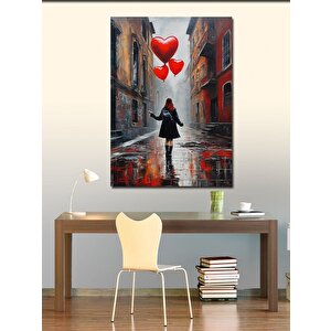 Kanvas Tablo Kalp Şeklinde Uçan Balon 50x70 cm