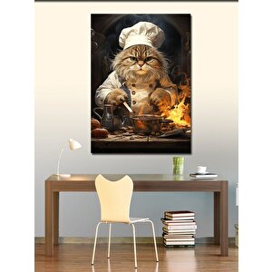 Kanvas Tablo Aşçı Obur Kedi 70x100 cm