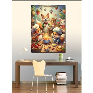 Kanvas Tablo Yemek Yapan Kediler 100x140 cm