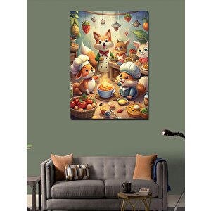 Kanvas Tablo Yemek Yapan Kediler 70x100 cm