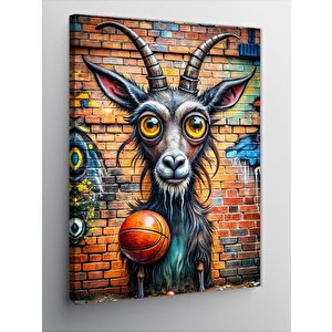 Kanvas Tablo Basketbol Topu Ve Keçi 100x140 cm