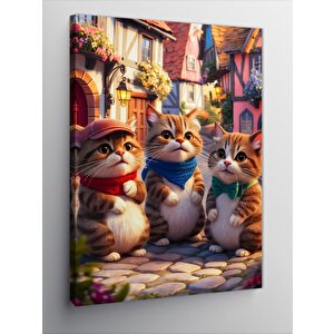 Kanvas Tablo Afacan Kediler Müdürlük Peşinde 100x140 cm