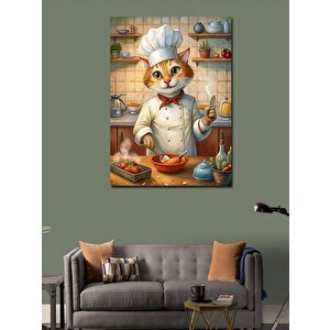 Kanvas Tablo Yemek Yapan Kedi 50x70 cm