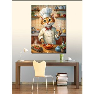 Kanvas Tablo Yemek Yapan Kedi 50x70 cm