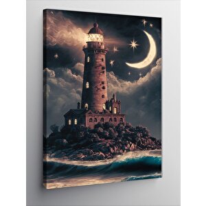 Kanvas Tablo Gece Ve Deniz Feneri 50x70 cm