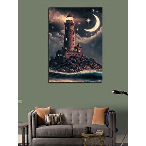 Kanvas Tablo Gece Ve Deniz Feneri 50x70 cm