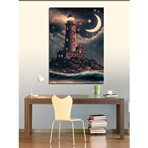Kanvas Tablo Gece Ve Deniz Feneri 50x70 cm