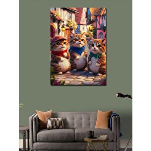 Kanvas Tablo Afacan Kediler Müdürlük Peşinde 70x100 cm