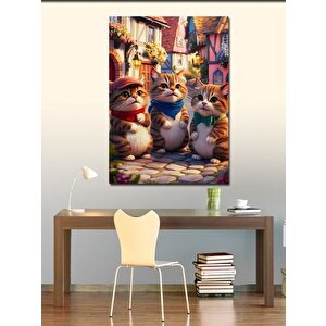 Kanvas Tablo Afacan Kediler Müdürlük Peşinde 70x100 cm