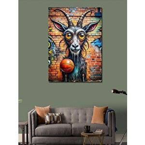 Kanvas Tablo Basketbol Topu Ve Keçi 70x100 cm