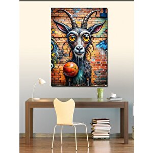Kanvas Tablo Basketbol Topu Ve Keçi 70x100 cm