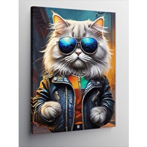 Kanvas Tablo Güneş Gözlüklü Kedi 70x100 cm