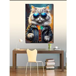 Kanvas Tablo Güneş Gözlüklü Kedi 50x70 cm