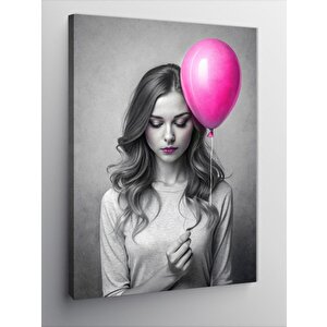 Kanvas Tablo Pembe Balonlu Kız 70x100 cm