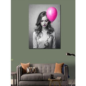 Kanvas Tablo Pembe Balonlu Kız 50x70 cm