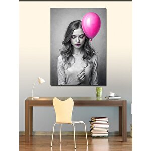 Kanvas Tablo Pembe Balonlu Kız 50x70 cm