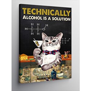 Kanvas Tablo Alkol Molekülü Ve Kedi 100x140 cm