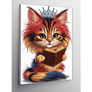 Kanvas Tablo Kitap Okuyan Prenses Kedi 70x100 cm
