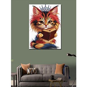 Kanvas Tablo Kitap Okuyan Prenses Kedi 70x100 cm