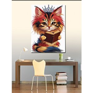 Kanvas Tablo Kitap Okuyan Prenses Kedi 70x100 cm