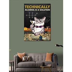 Kanvas Tablo Alkol Molekülü Ve Kedi 50x70 cm