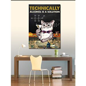 Kanvas Tablo Alkol Molekülü Ve Kedi 50x70 cm