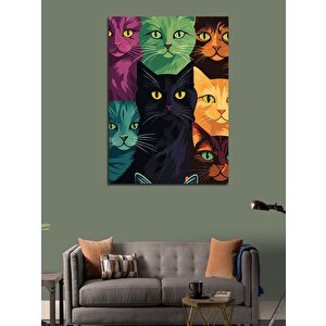 Kanvas Tablo Renkli Kediler  100x140 cm