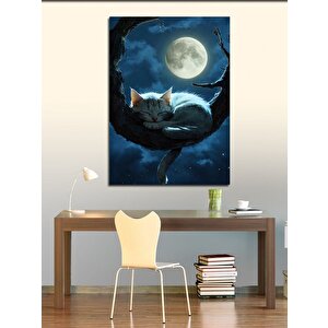 Kanvas Tablo Ağaçta Uyuyan Beyaz Kedi 70x100 cm