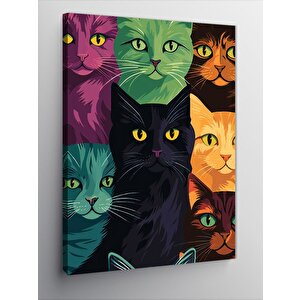 Kanvas Tablo Renkli Kediler  50x70 cm