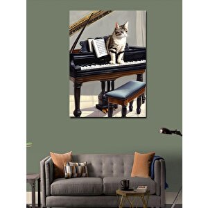 Kanvas Tablo Kedi Ve Piyano 70x100 cm